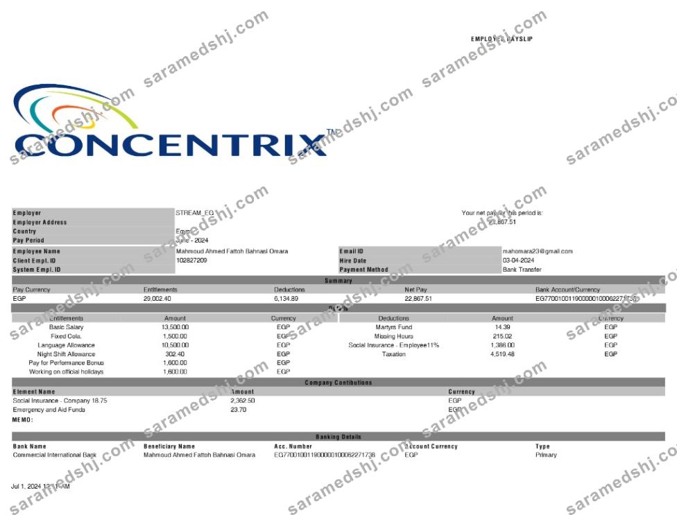 Concentrix payslip template in Word and PDF formats.pdf, 1